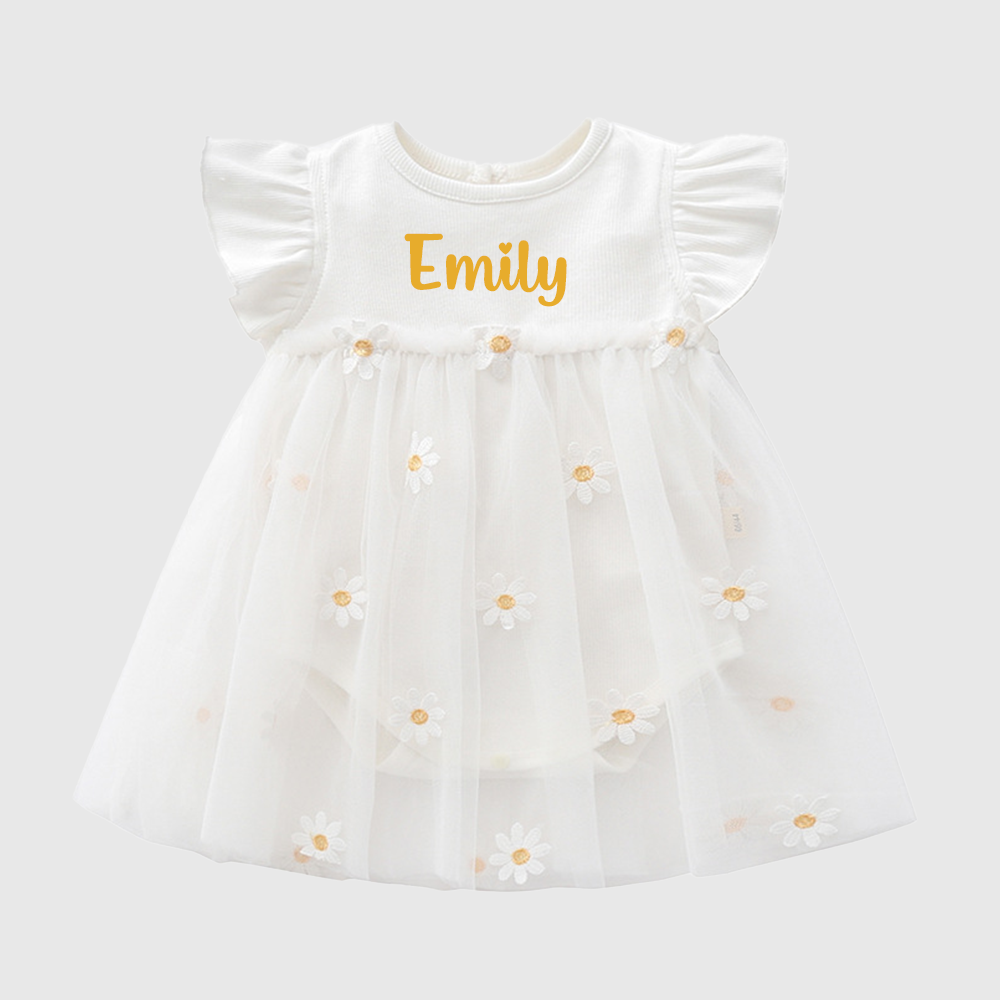 Personalized Daisy Tulle Baby Romper Dress| Dress114