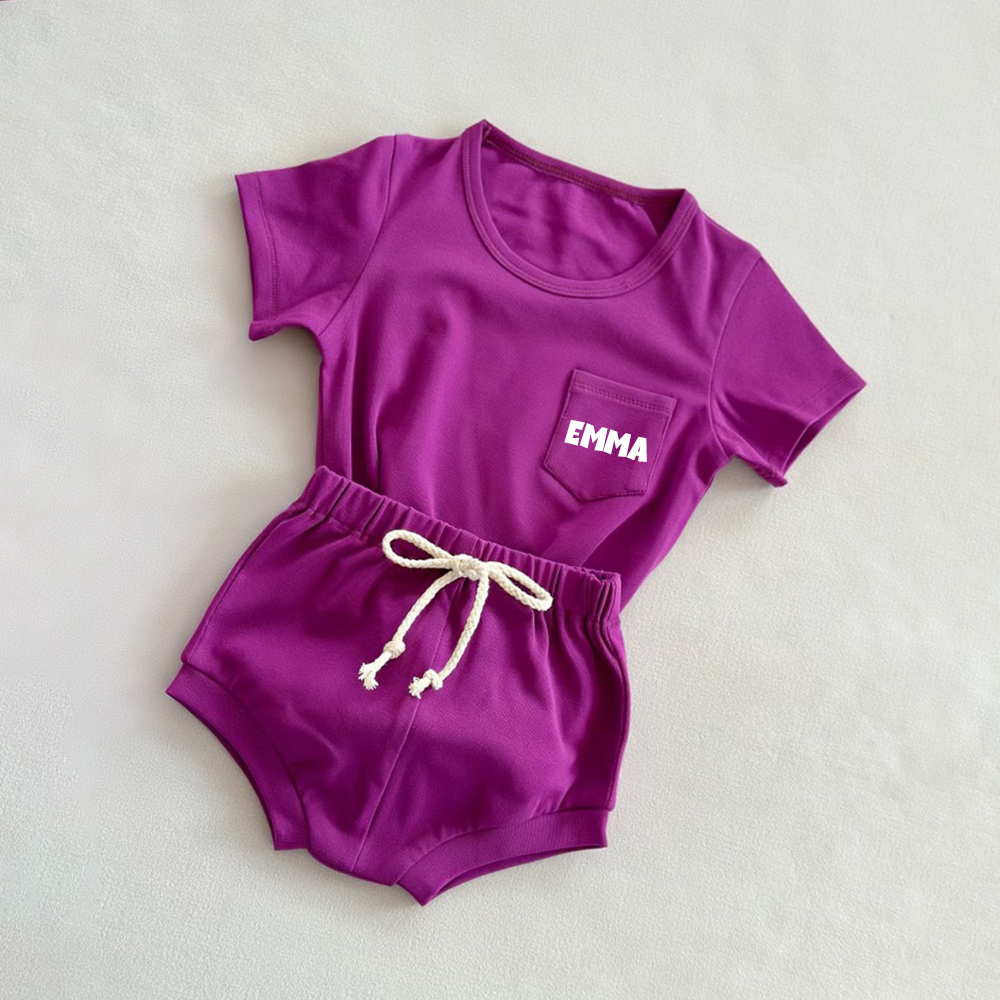 Personalized Kid Casual Top and Shorts Set| BBcloth143