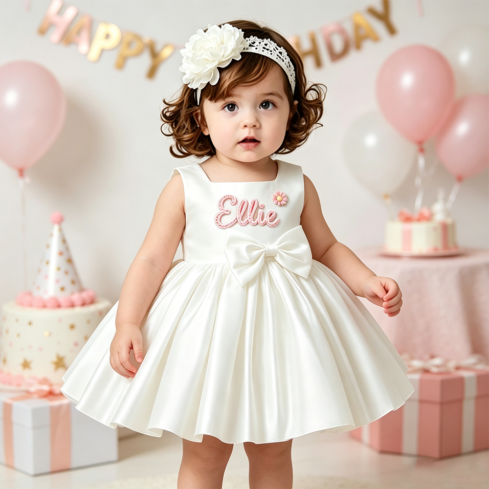 Personalized Baby Girl Embroidered Party Dress| Dress120