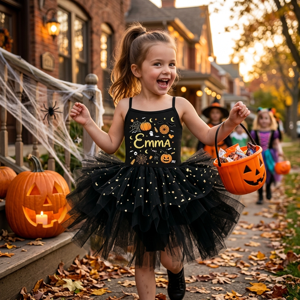 Personalized Girl Halloween Pumpkin Tutu Dress| YESHalloween10