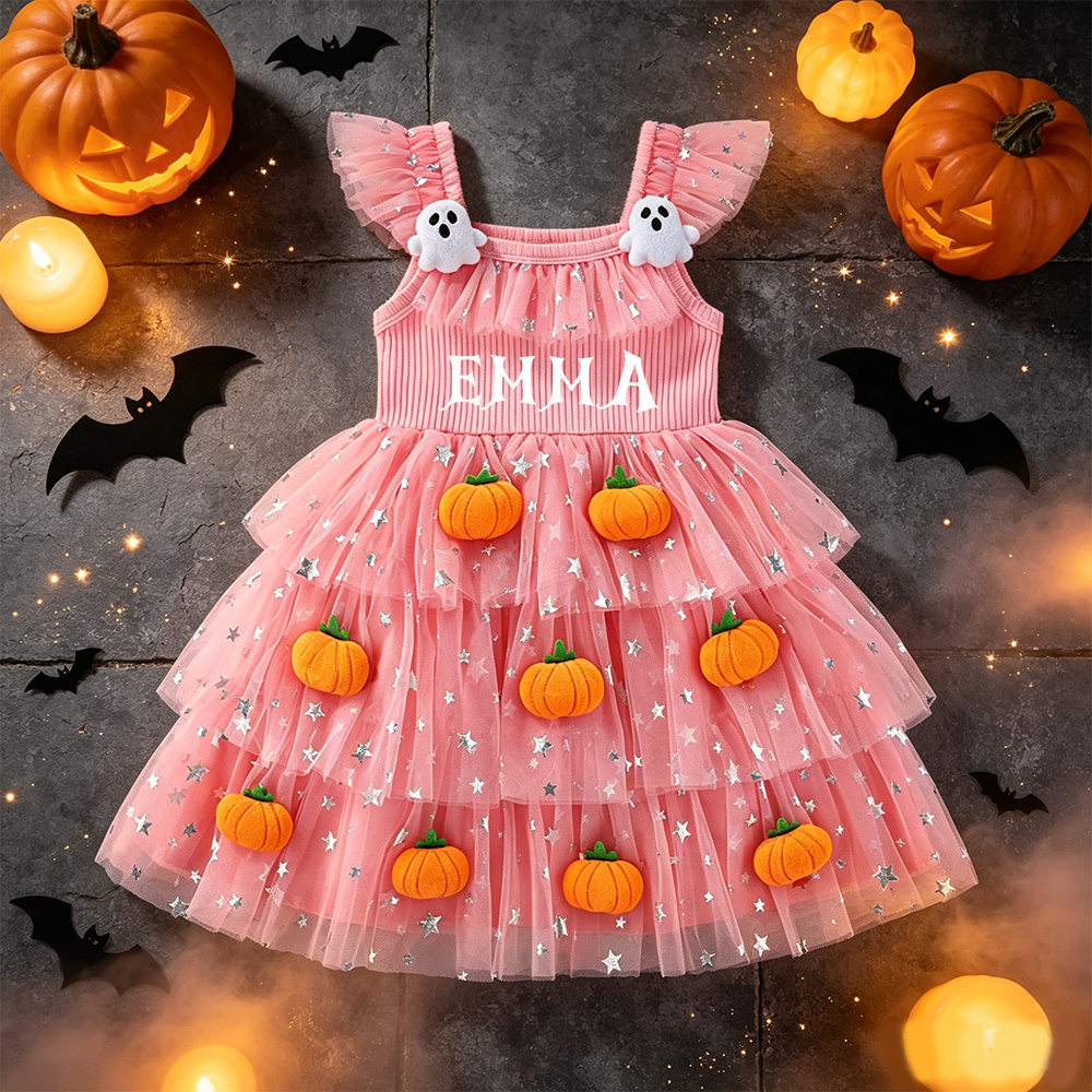 Personalized Girl Halloween Halloween 3D Pumpkin Tutu Dress| YESHalloween14
