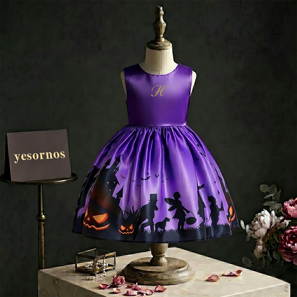 Personalized Girl Halloween Witch Costume Party Dress| YESHalloween16