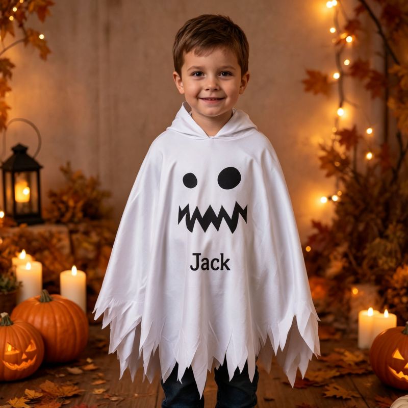Personalized Kids Embroidered Halloween Ghost Costume Cape| YESHalloween18