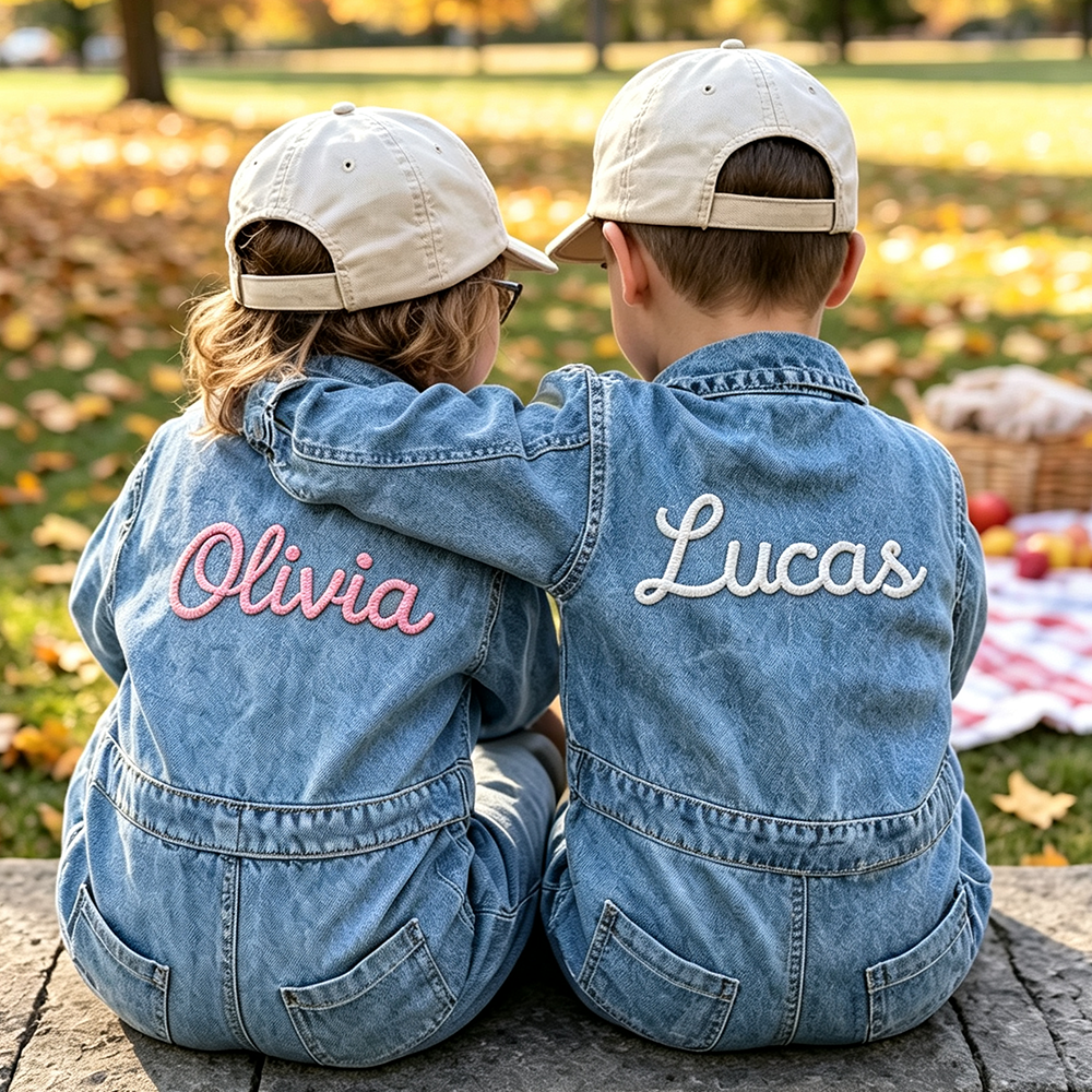 Personalized Baby Embroidered Oversized Denim Jumpsuit| Pants62