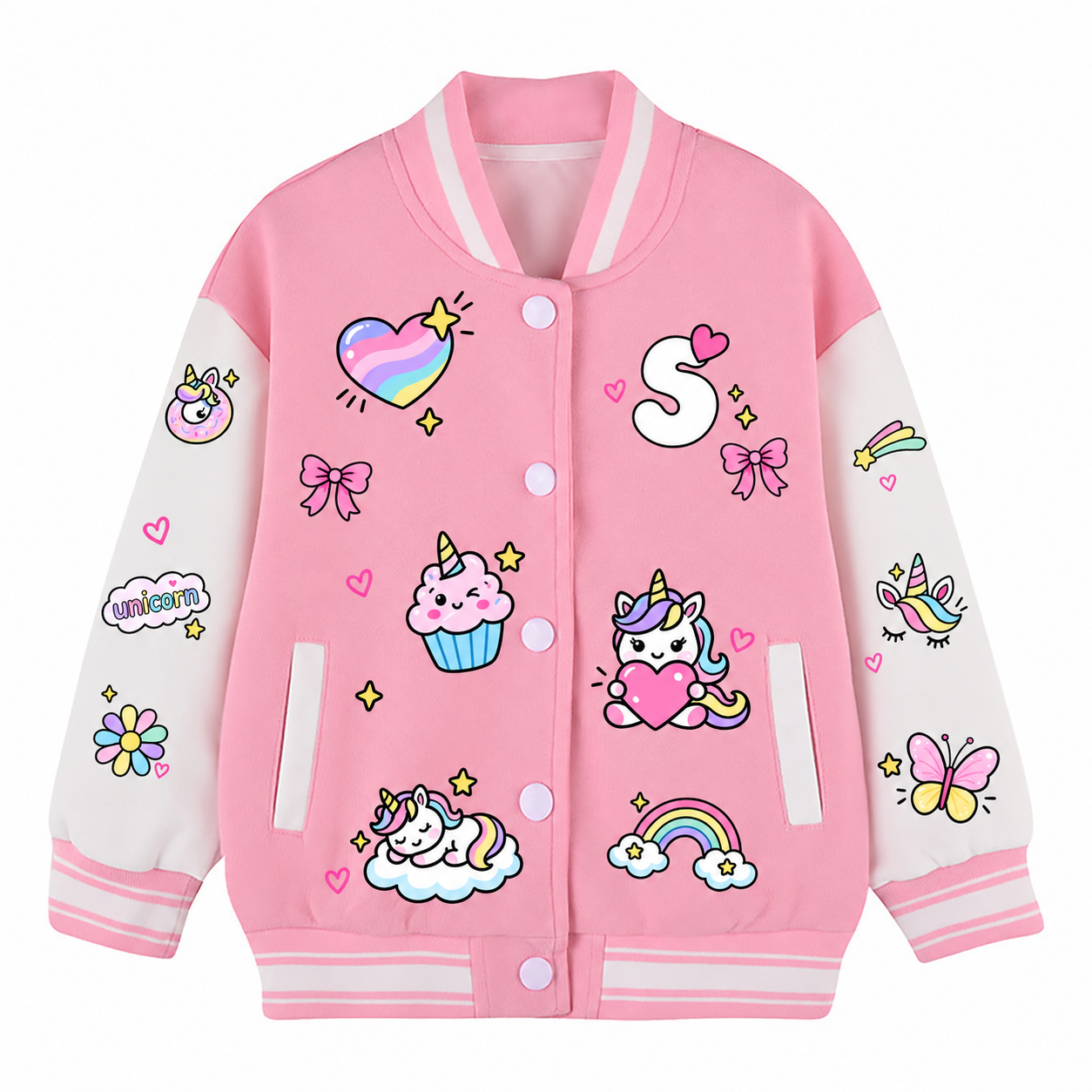 Personalized Kids Unicorn Varsity Jacket | Cloth290