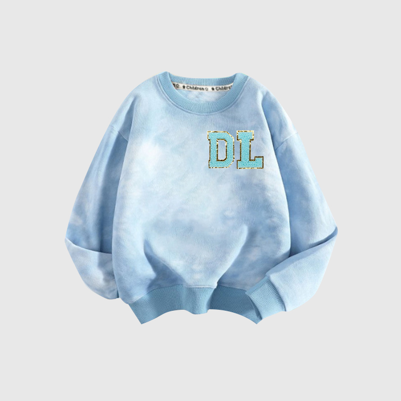 Personalized Chenille Patch Tie Dye Sweatshirt| Cloth105
