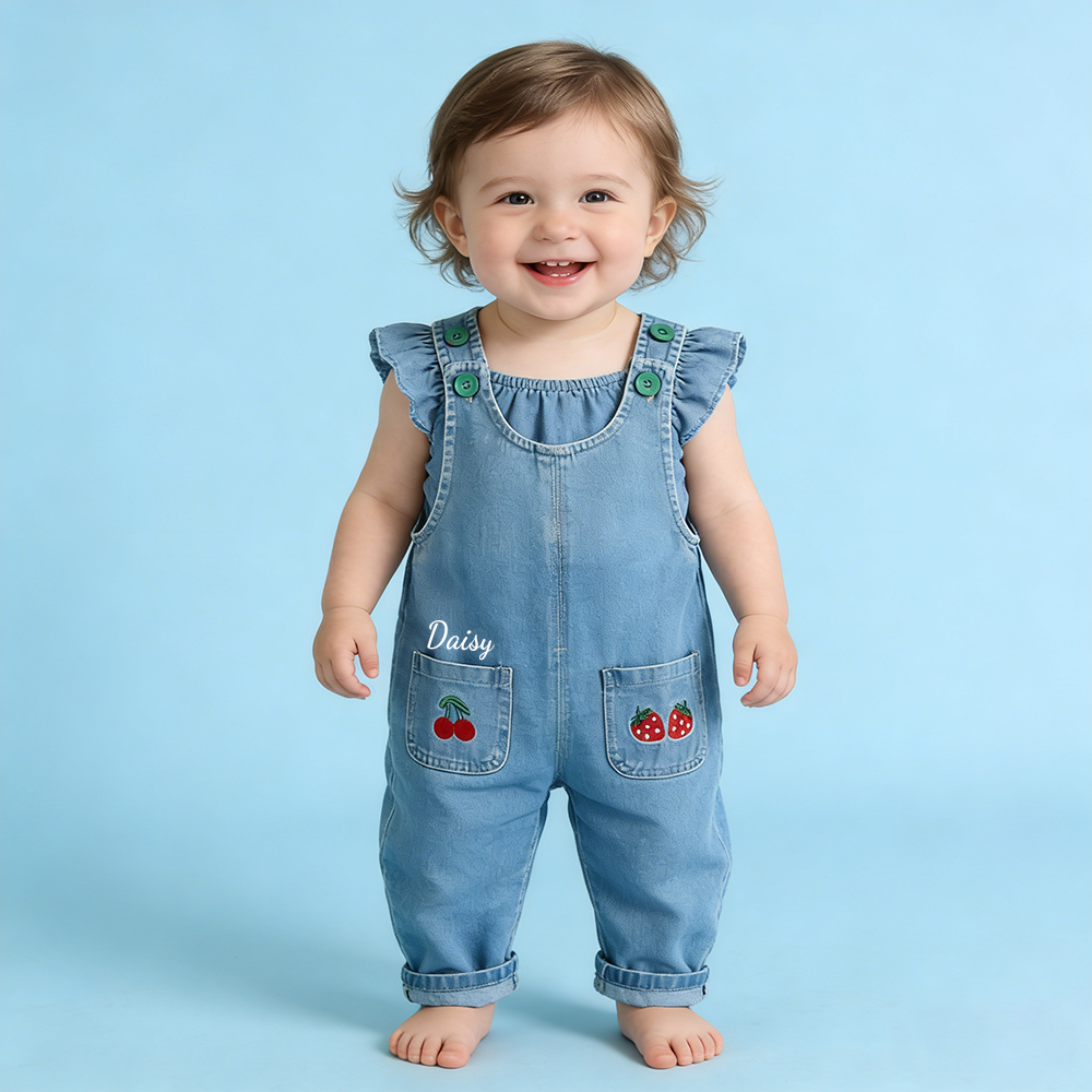 Personalized Girl  Fruit Pocket Denim Overalls| Pants50