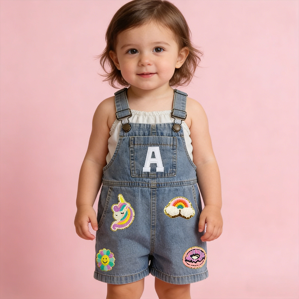 Personalized Kids Patch Denim Overalls| Pants23