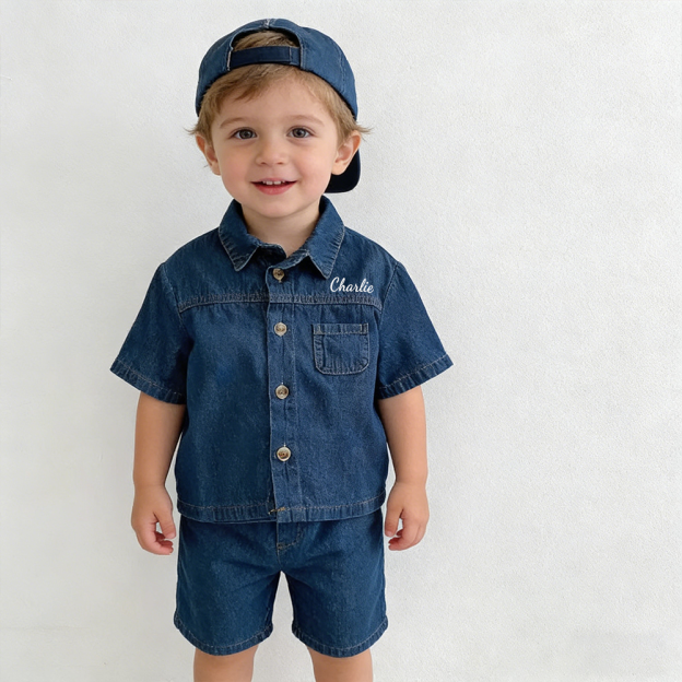 Personalized Boy Casual Denim Two-Piece Set| Cloth268