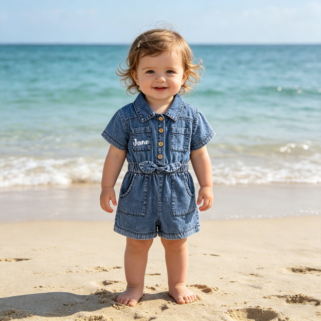 Personalized Girl Casual Denim Jumpsuit | cloth275