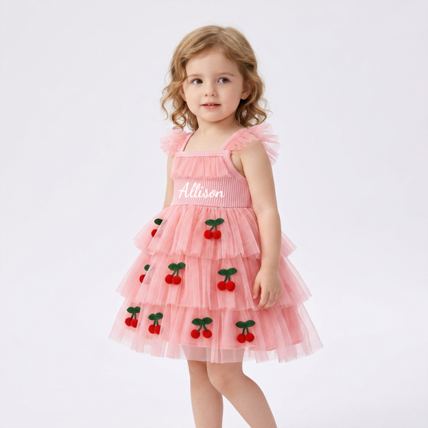 Personalized Girl Cherry Summer Tutu Dress| Dress102