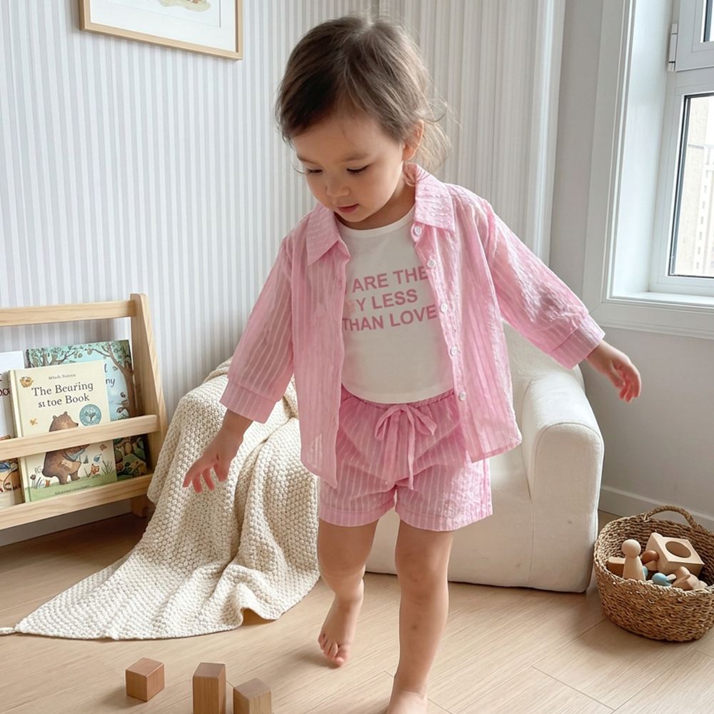 Personalized Girl Casual Pink Summer 3-Piece Outfit| Cloth283