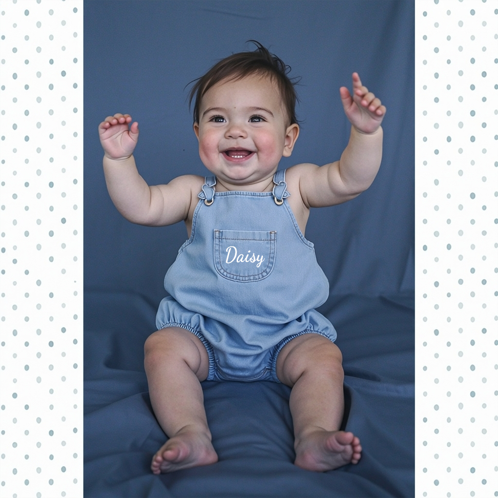 Personalized Denim Baby Overalls Romper| BBcloth141