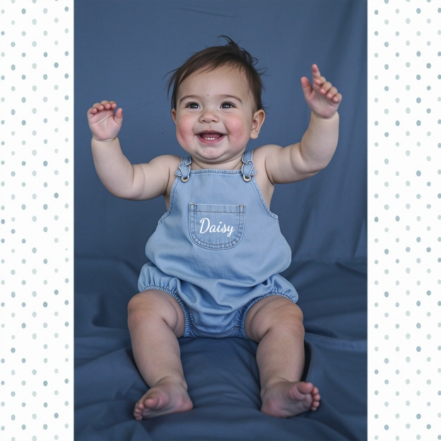 Personalized Denim Baby Overalls Romper| BBcloth141