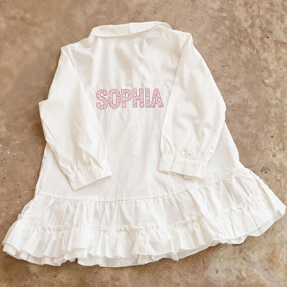 Personalized Girl Monogram White Shirt  Dress| Dress112