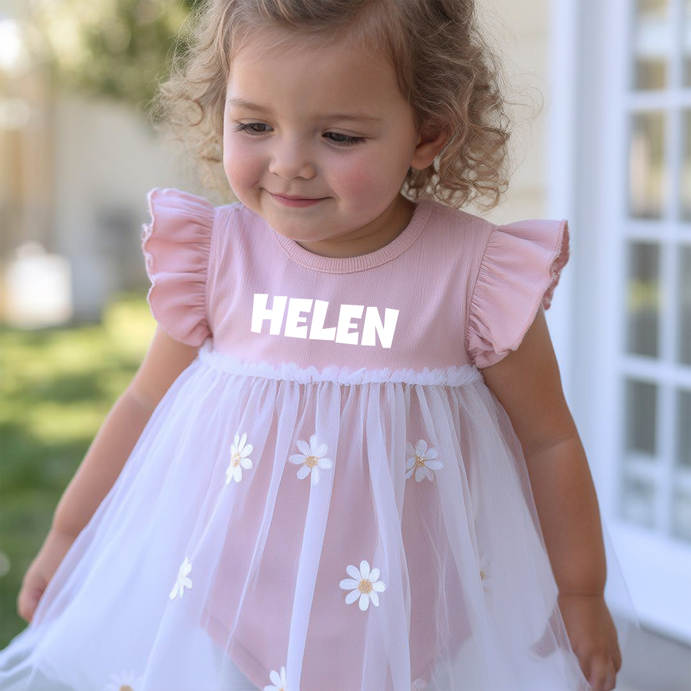 Personalized Daisy Tulle Baby Romper Dress| Dress114