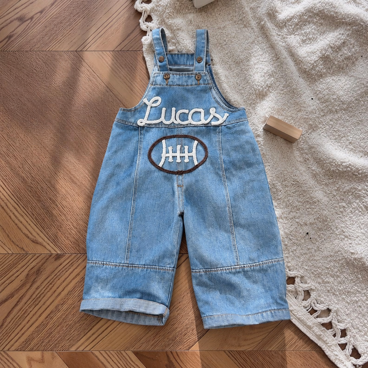 Personalized Kids Embroidered Oversized Denim Overalls| Pants60