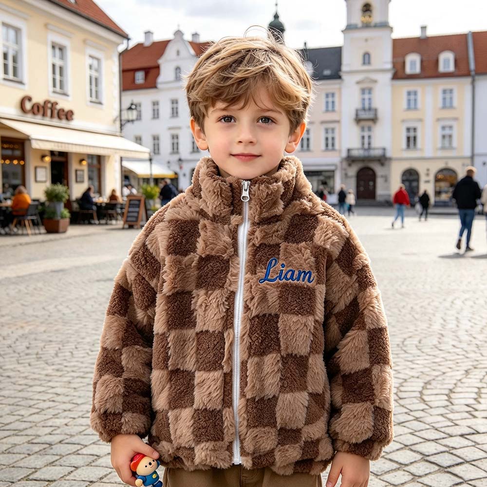 Personalized Embroidered Kids Fleece-Lined & Thickened Winter Jacket | Cloth295