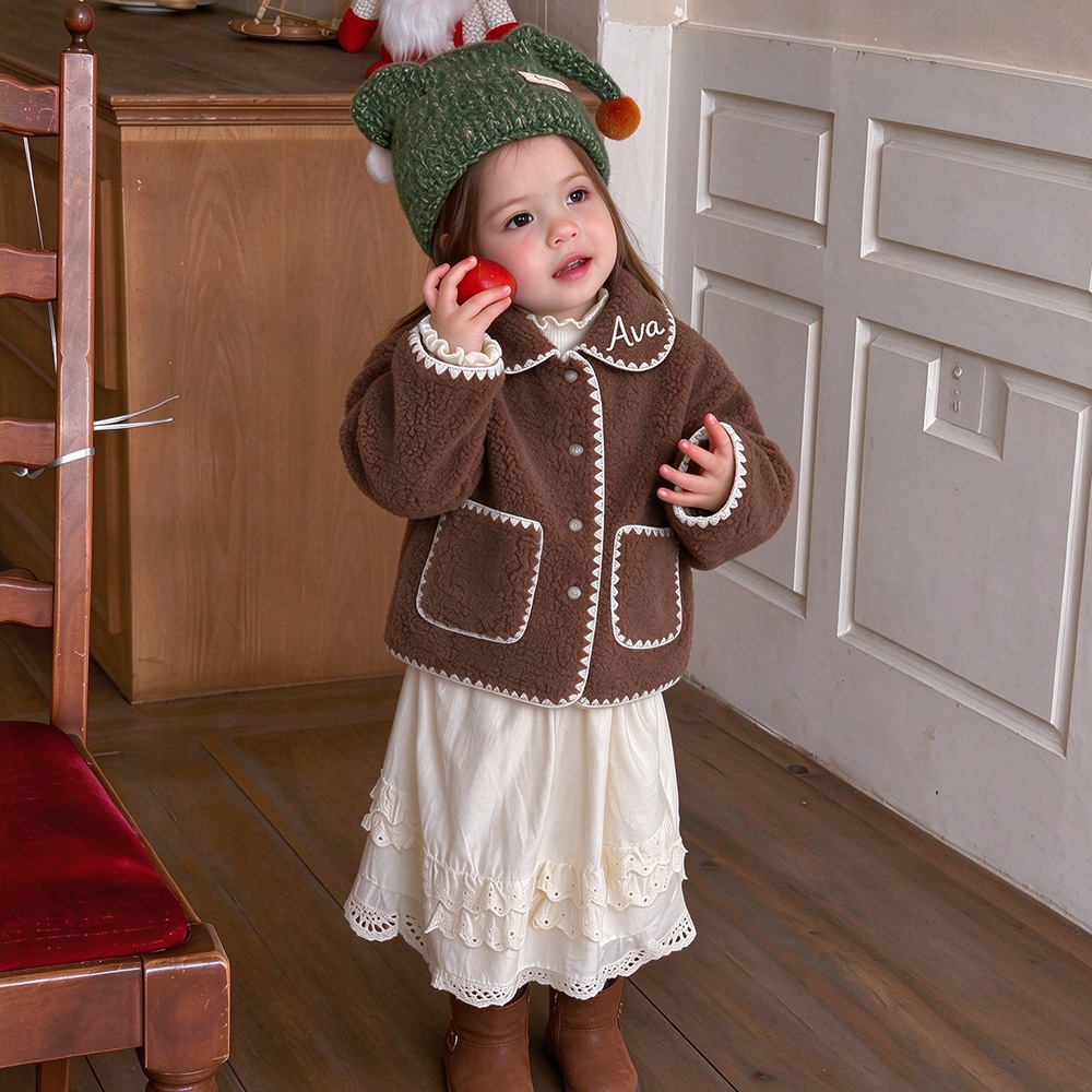 Personalized Embroidered Girls Sweet Teddy Fleece Coat | Cloth300
