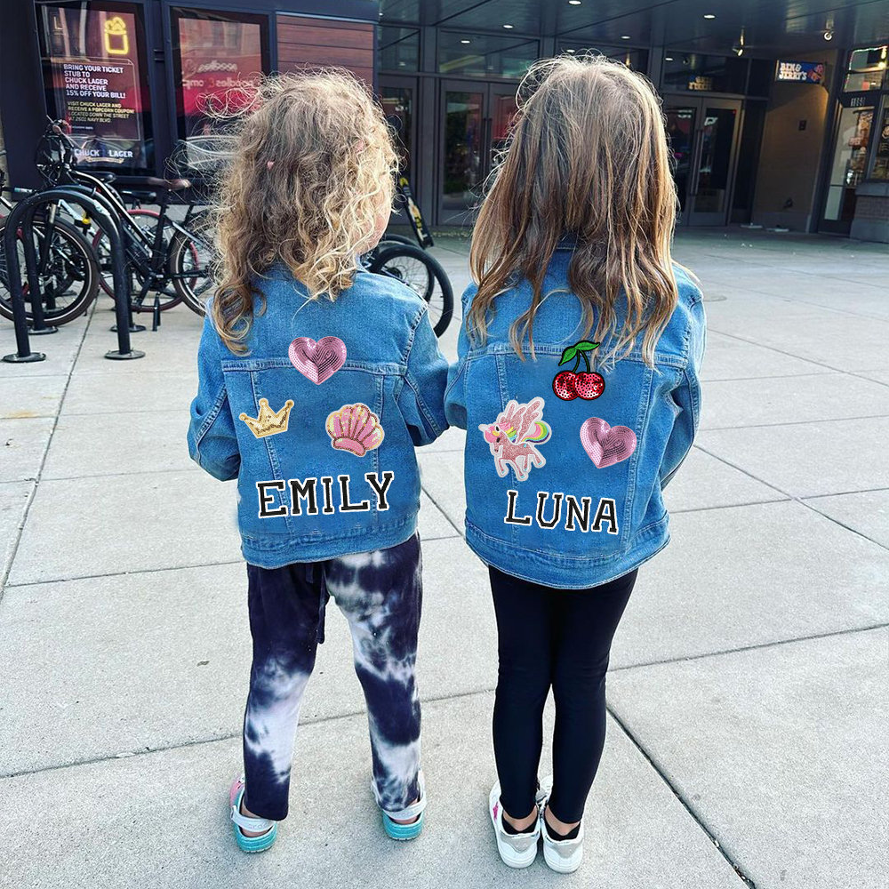 Personalized Girls Denim Patch Jacket| Cloth179