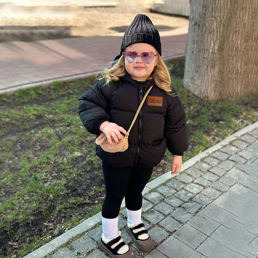 Personalized Kids Winter Thicken Warm Leather Hooded Jacket| Cloth204