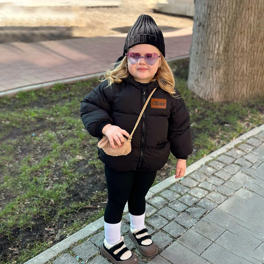 Personalized Kids Winter Thicken Warm Leather Hooded Jacket| Cloth204