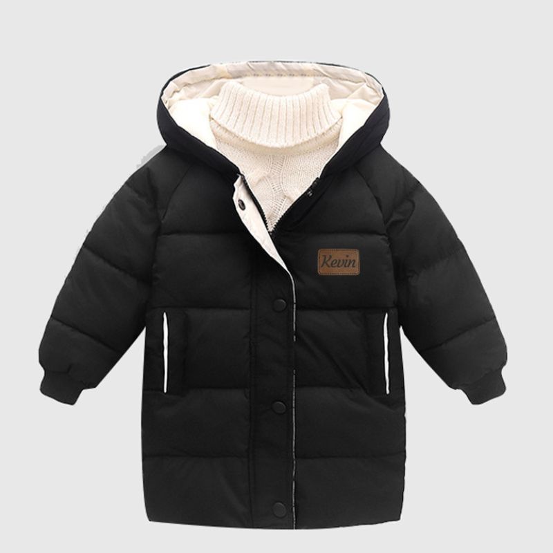 Personalized Kid Leather Patch Winter Thickened Warm Jacket| Cloth211