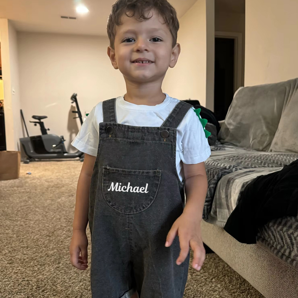 Personalized Kids Embroidered Denim Overalls| Pants21