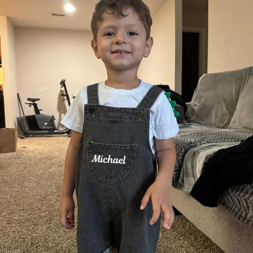 Personalized Kids Embroidered Denim Overalls| Pants21