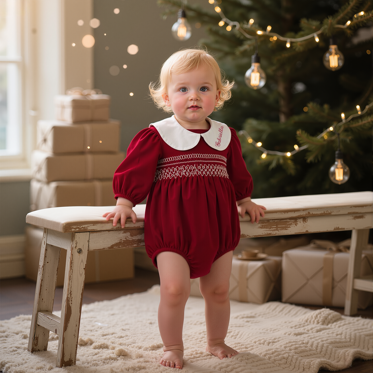 Personalized Girl Embroidered Christmas outfit| Cloth242