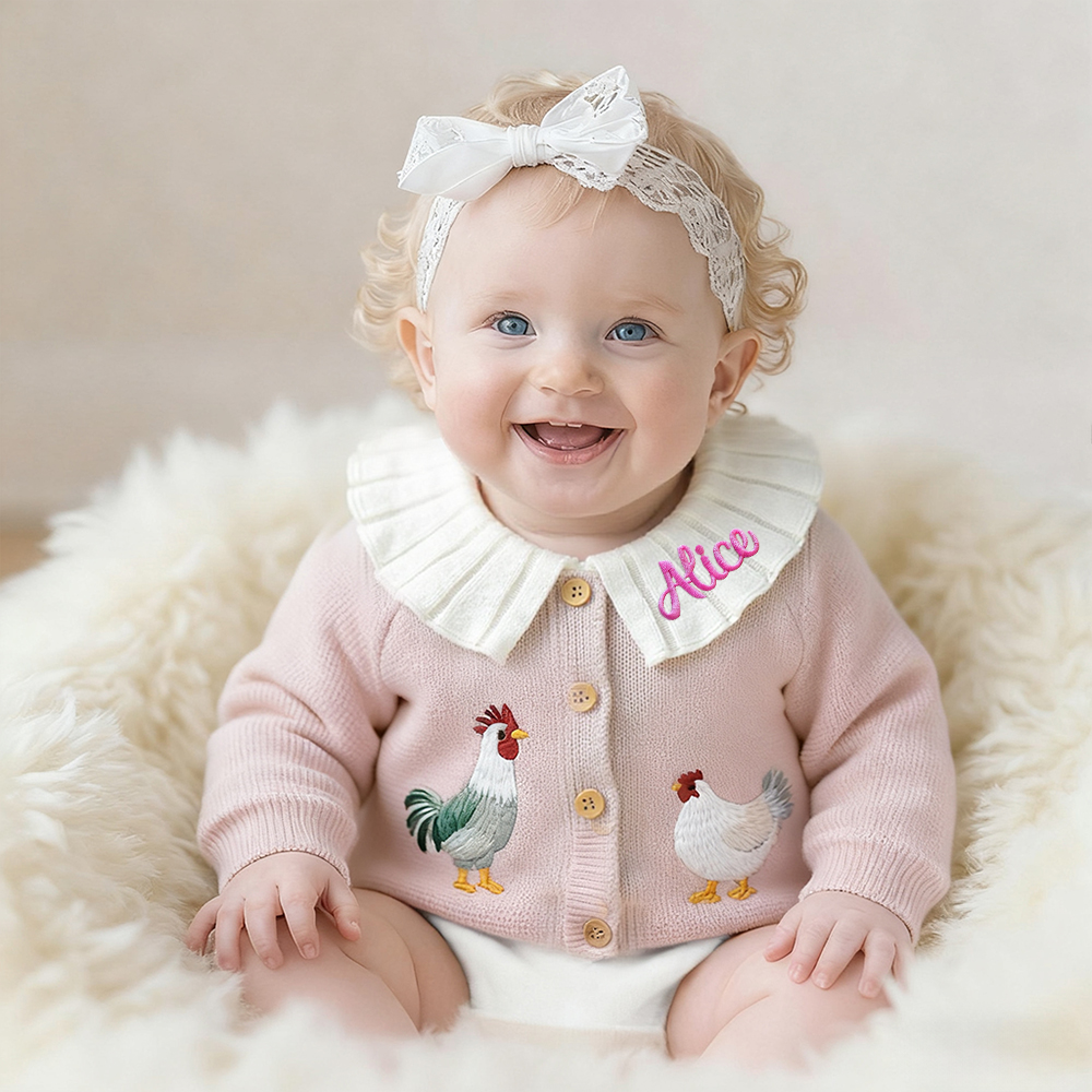 Personalized Baby Embroidered Chick Cardigan| BBcloth102