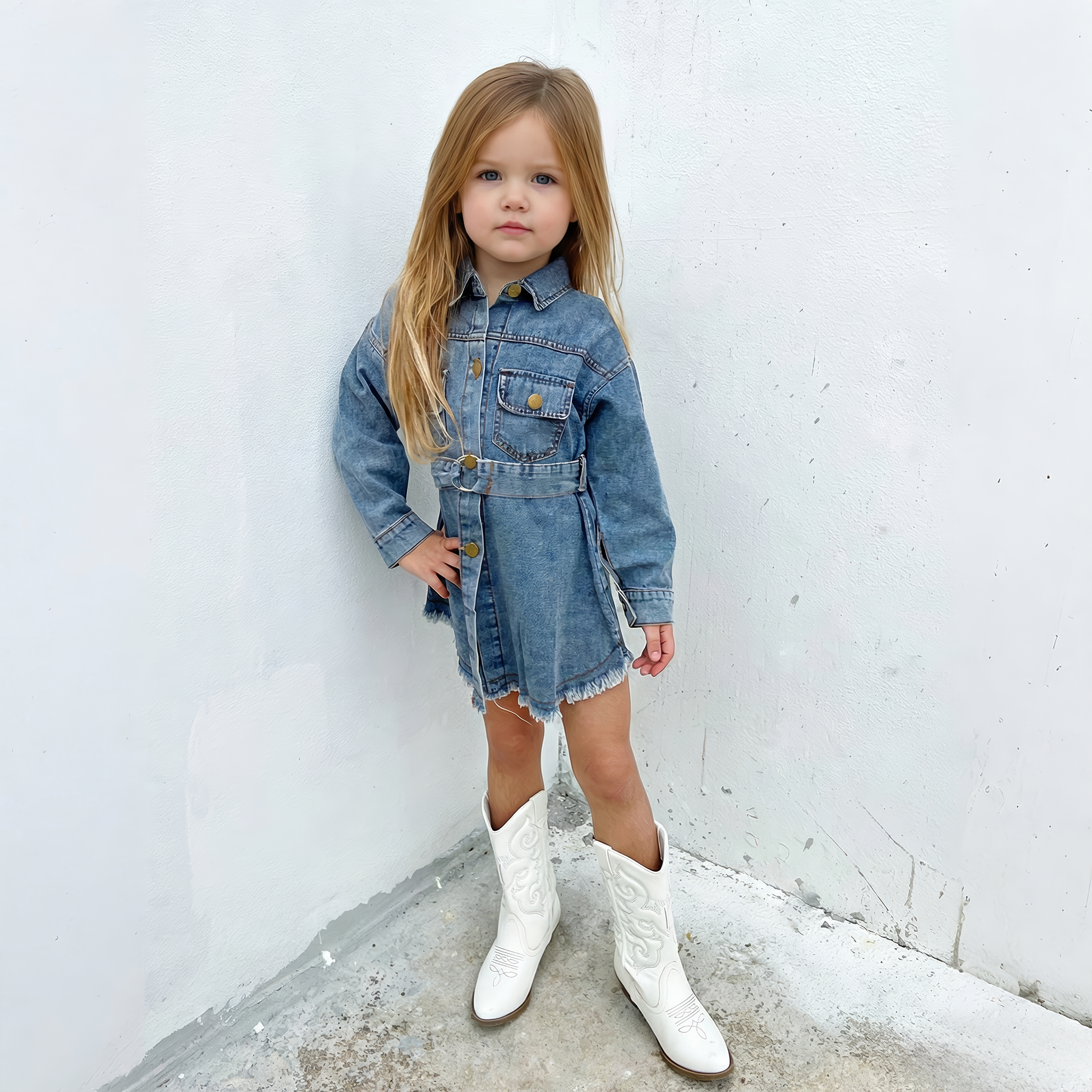 Personalized Girl Retro Denim Dress| Cloth266