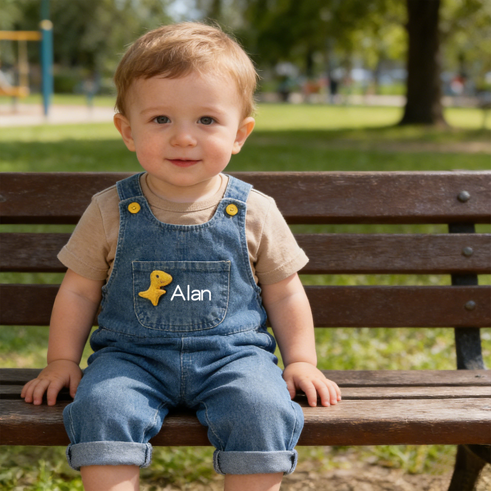 Personalized Boy Dinosaur Denim Overalls| Pants37