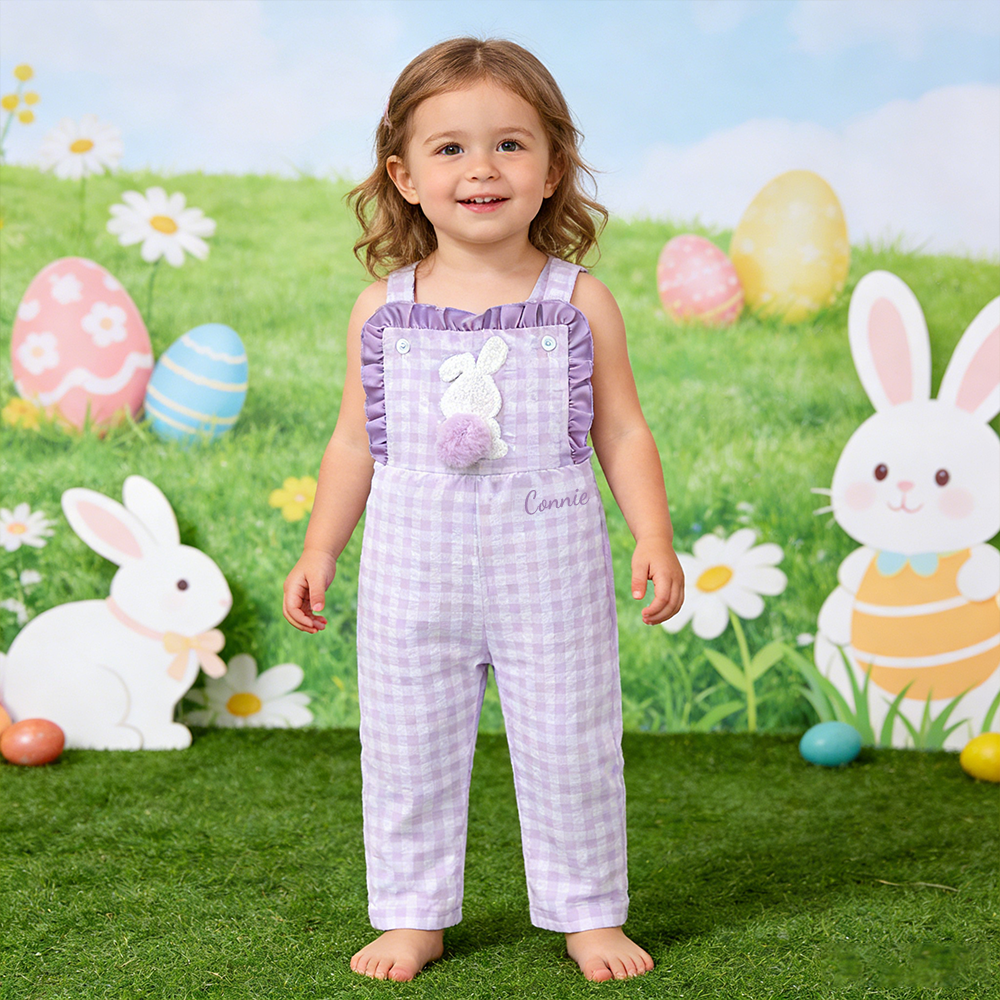 Personalized Girl Easter Bunny Overalls| Pants38
