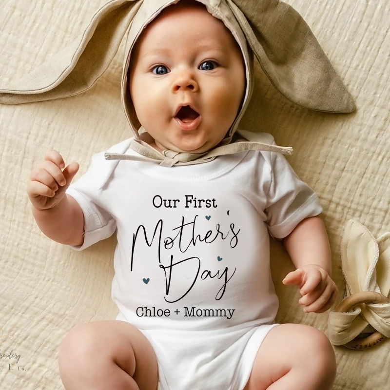 Personalized Our First Mother's Day Baby Cozy Onesie| BBcloth2211