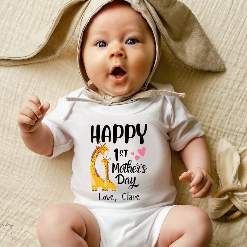 Personalized Happy 1st Mother’s Day Baby Cozy Onesie| BBcloth2214