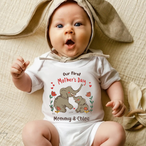 Personalized Our First Mother's Day Baby Cozy Onesie| BBcloth2215