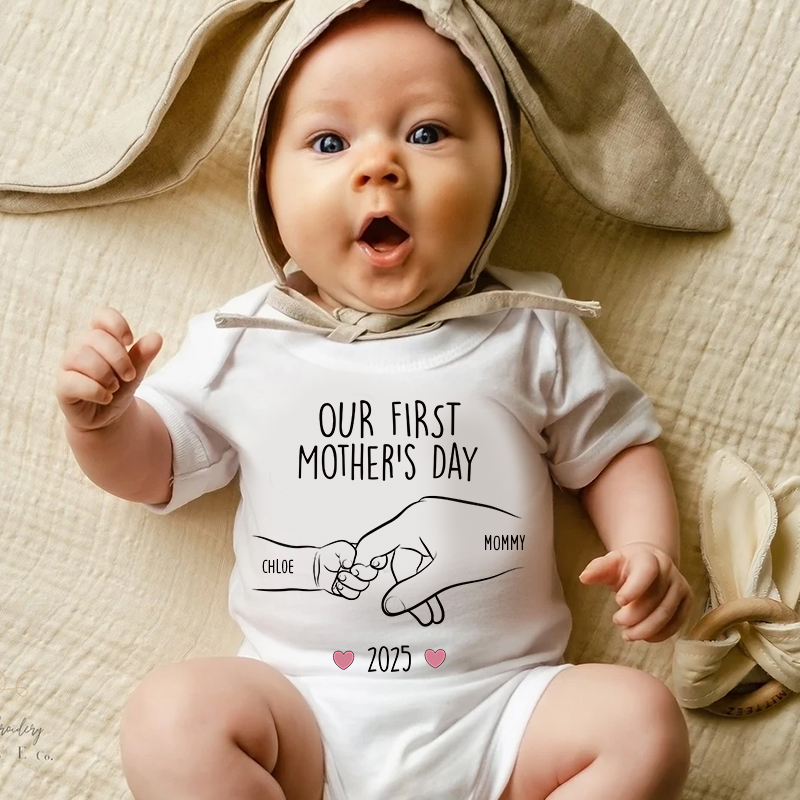 Personalized Our First Mother's Day Baby Cozy Onesie| BBcloth2216