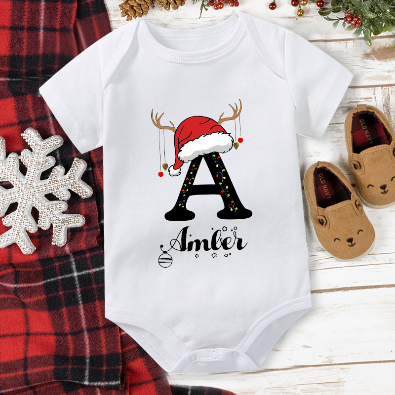 Personalised Family Christmas Monogrammed Name T-Shirt| Match04