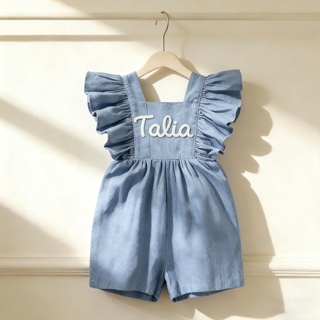 Personalized Baby Girl Hand Knitted Bubble Romper| BBcloth136