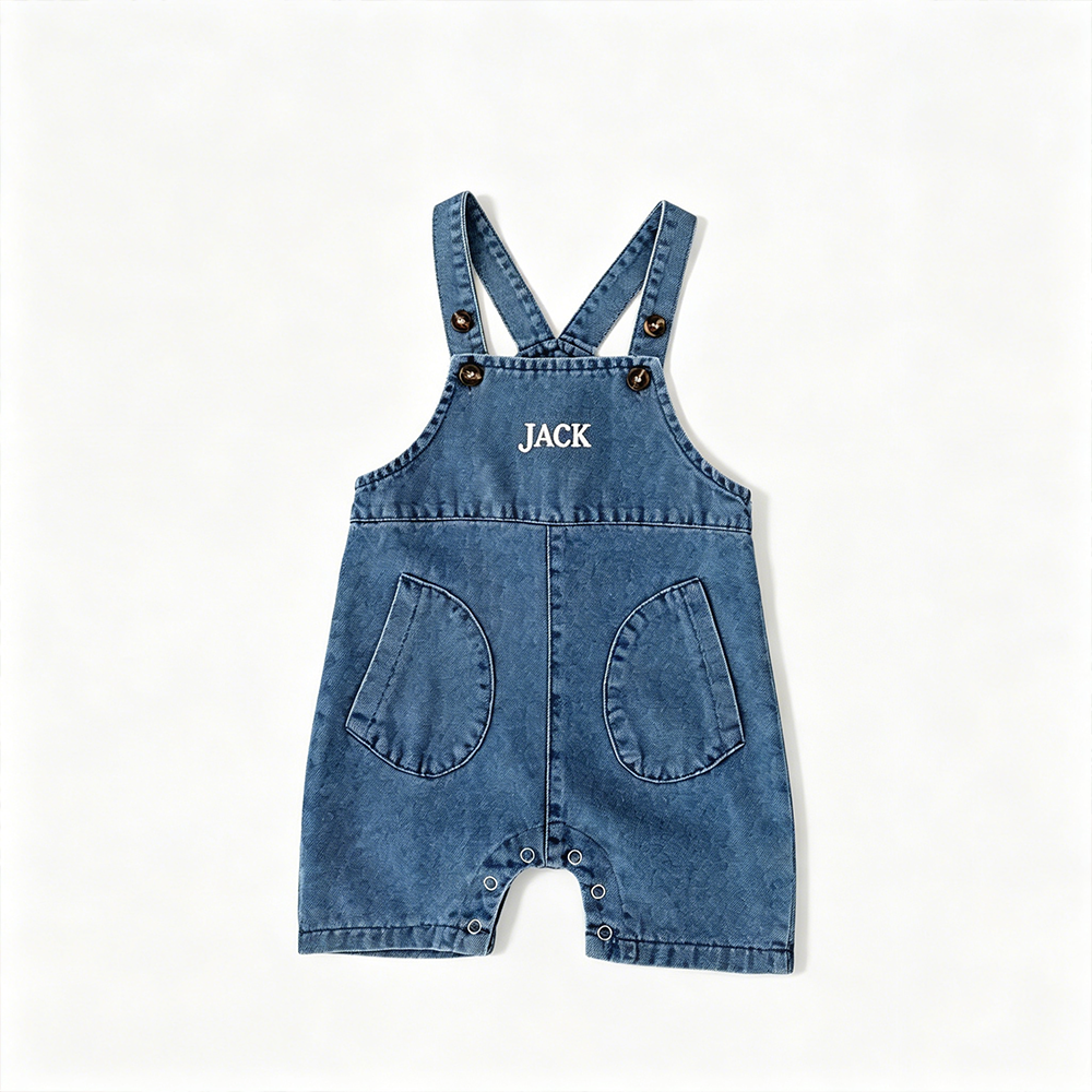 Personalized Baby Embroidered Denim Overalls| Pants58