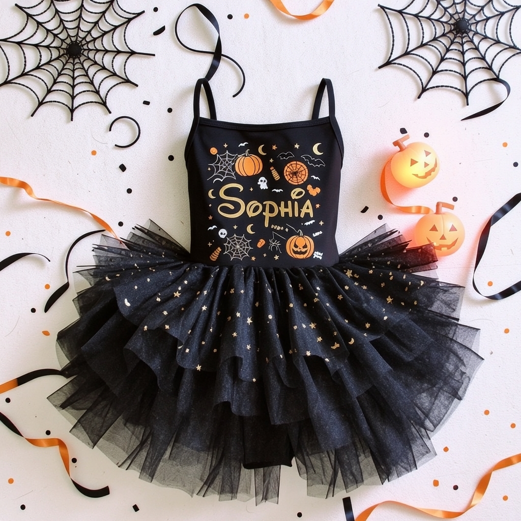 Personalized Girl Halloween Pumpkin Tutu Dress| YESHalloween10