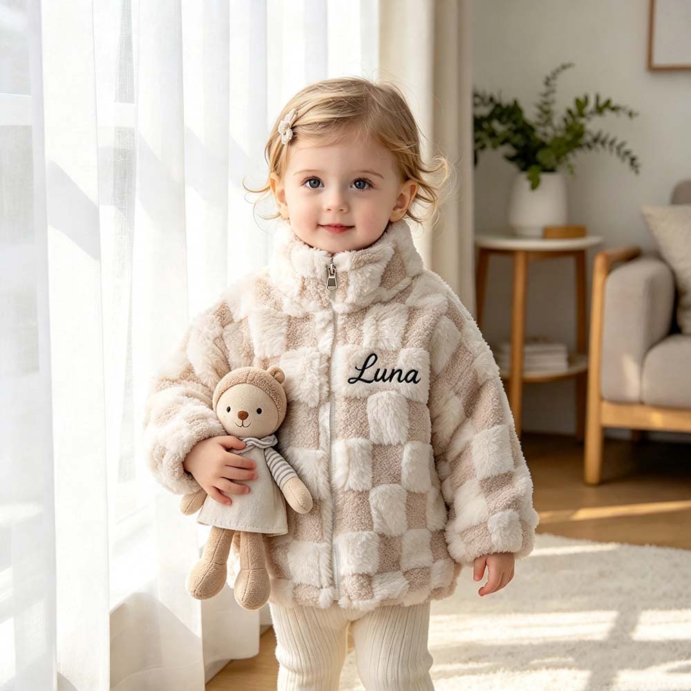 Personalized Embroidered Kids Fleece-Lined & Thickened Winter Jacket | Cloth295