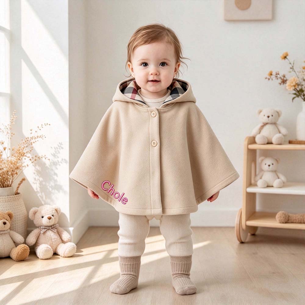 Personalized Embroidered Kids Winter Warm Cape | Cloth296