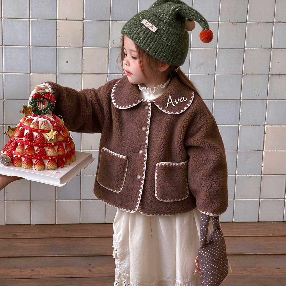 Personalized Embroidered Girls Sweet Teddy Fleece Coat | Cloth300