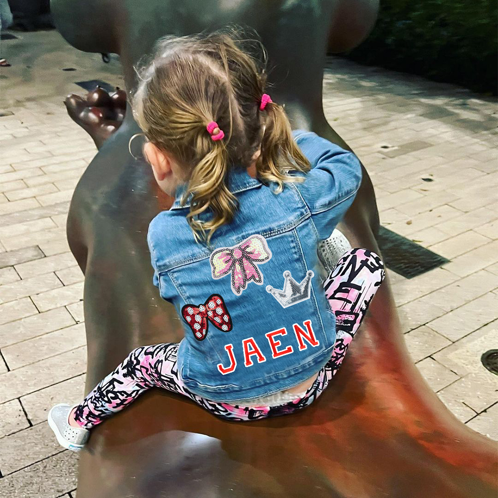 Personalized Girls Denim Patch Jacket| Cloth179