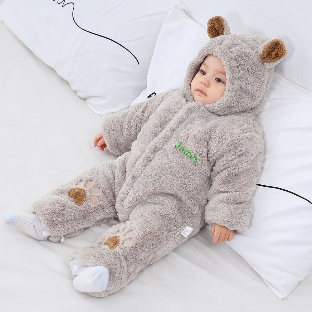 Personalized Unisex Baby Bear Fleece Jumpsuit| BBCloth77