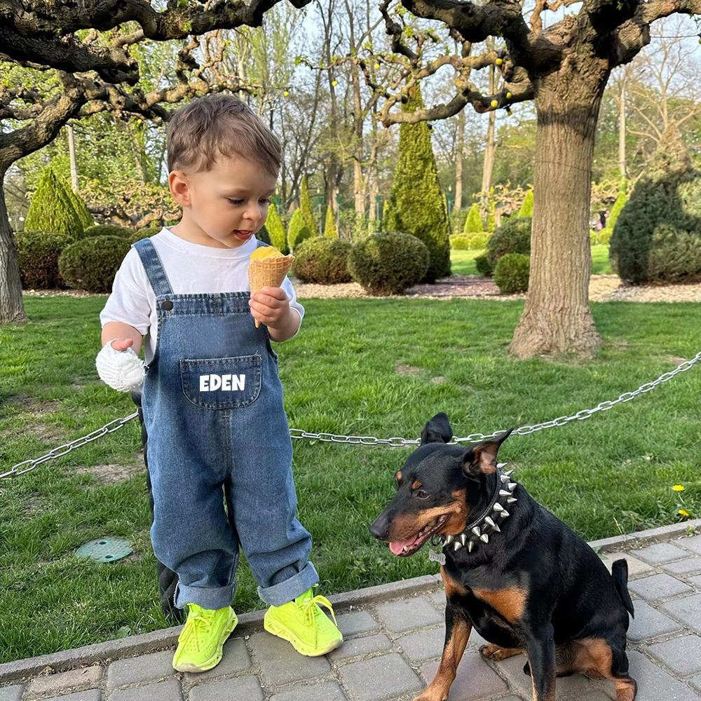 Personalized Kids Denim Overalls| Pants05