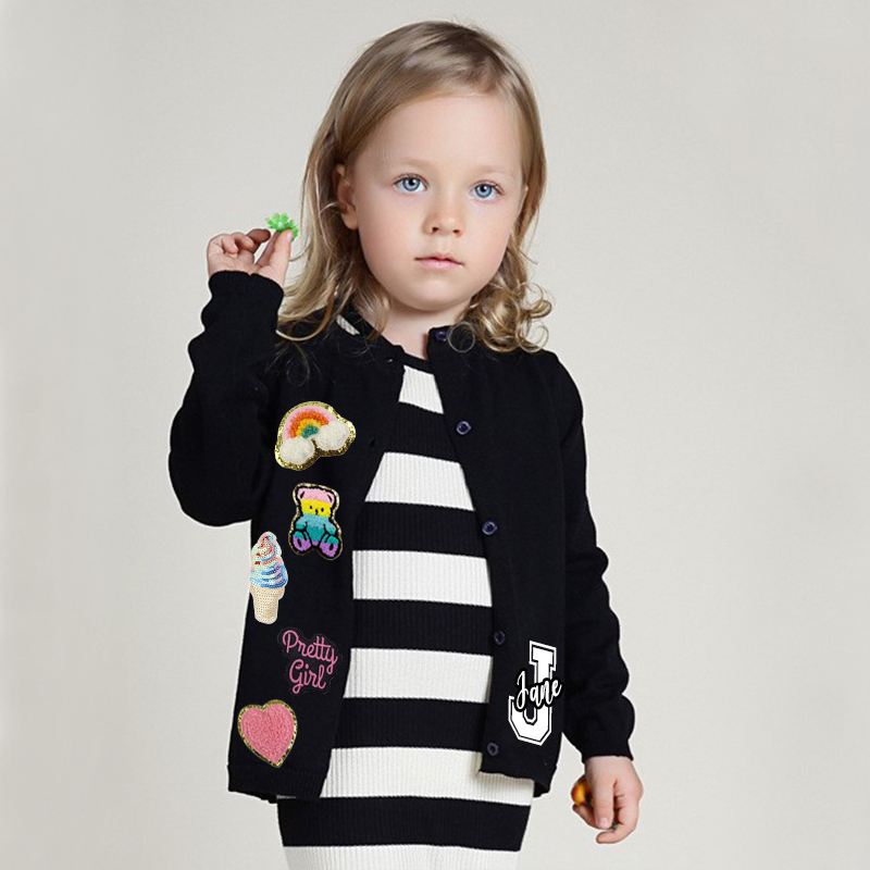 Personalized Hand Patch Color Kids Button Cardigan | inSweater07