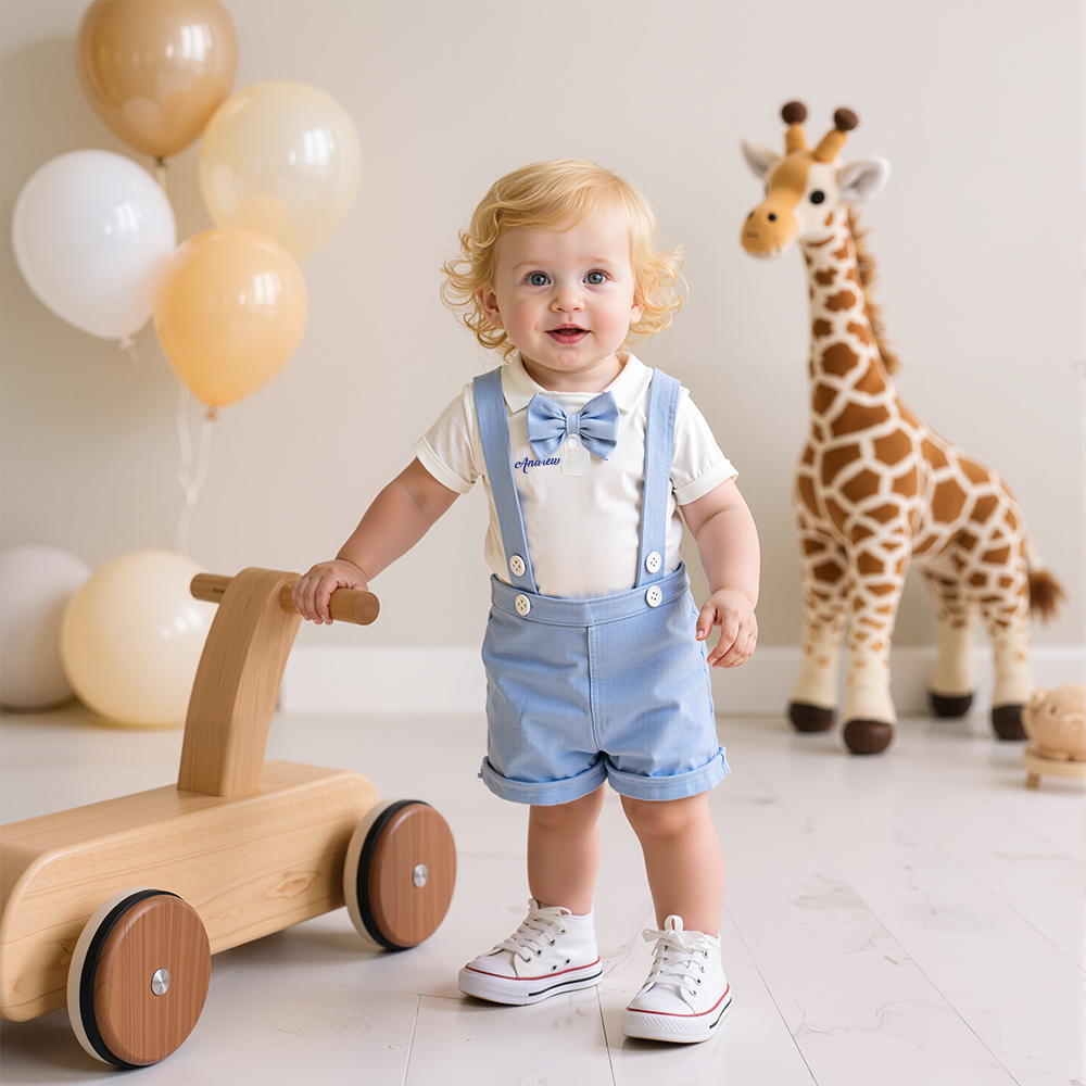 Personalized Baby Boy 3-Piece Birthday Outfit| BBcloth96